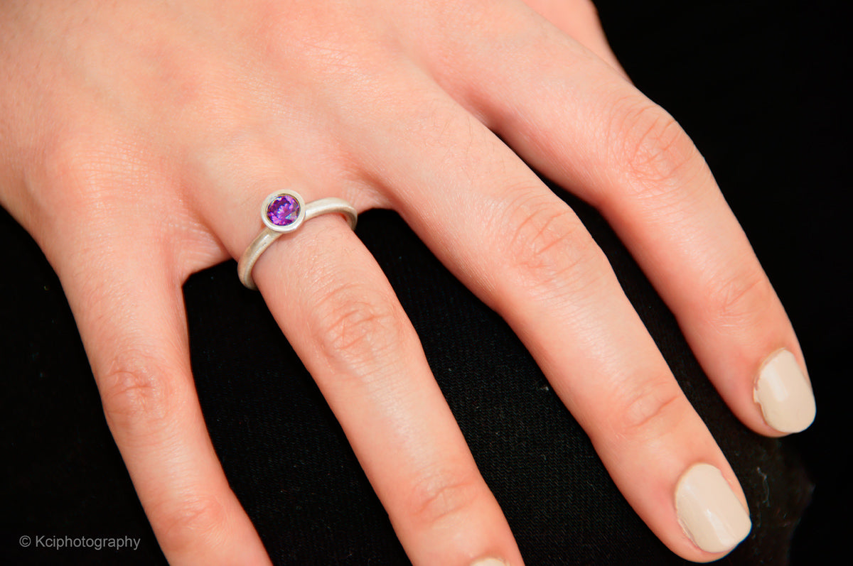 Kate Phipps Jewellery Scattered trillions ring amethyst and silver model  photo  