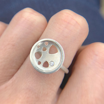 Kate Phipps Jewellery Scattered trillions ring dish with diamond and silver model photo 1