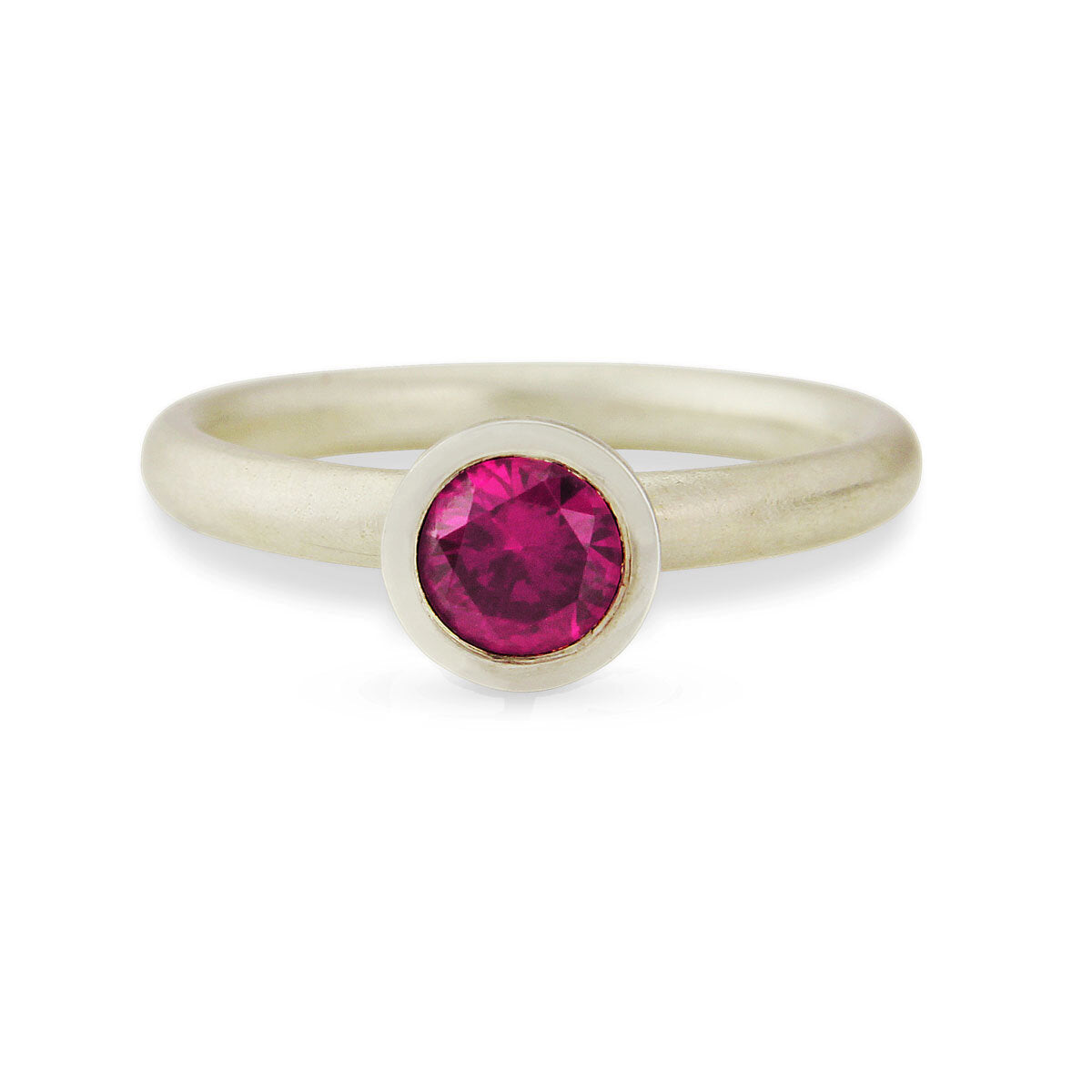 Kate Phipps Jewellery Scattered trillions ring silver and pinker synthetic ruby
