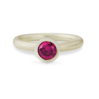 Kate Phipps Jewellery Scattered trillions ring silver and pinker synthetic ruby