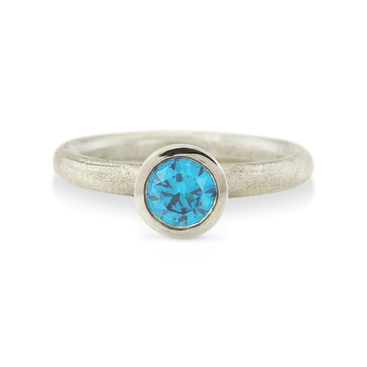Kate Phipps Jewellery Scattered trillions ring silver and turquoise cubic zirconia