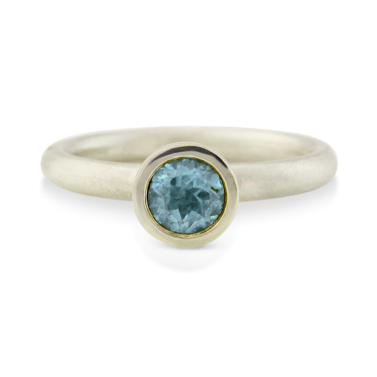 Kate Phipps Jewellery Scattered trillions ring silver with sky blue topaz