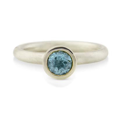 Kate Phipps Jewellery Scattered trillions ring silver with sky blue topaz