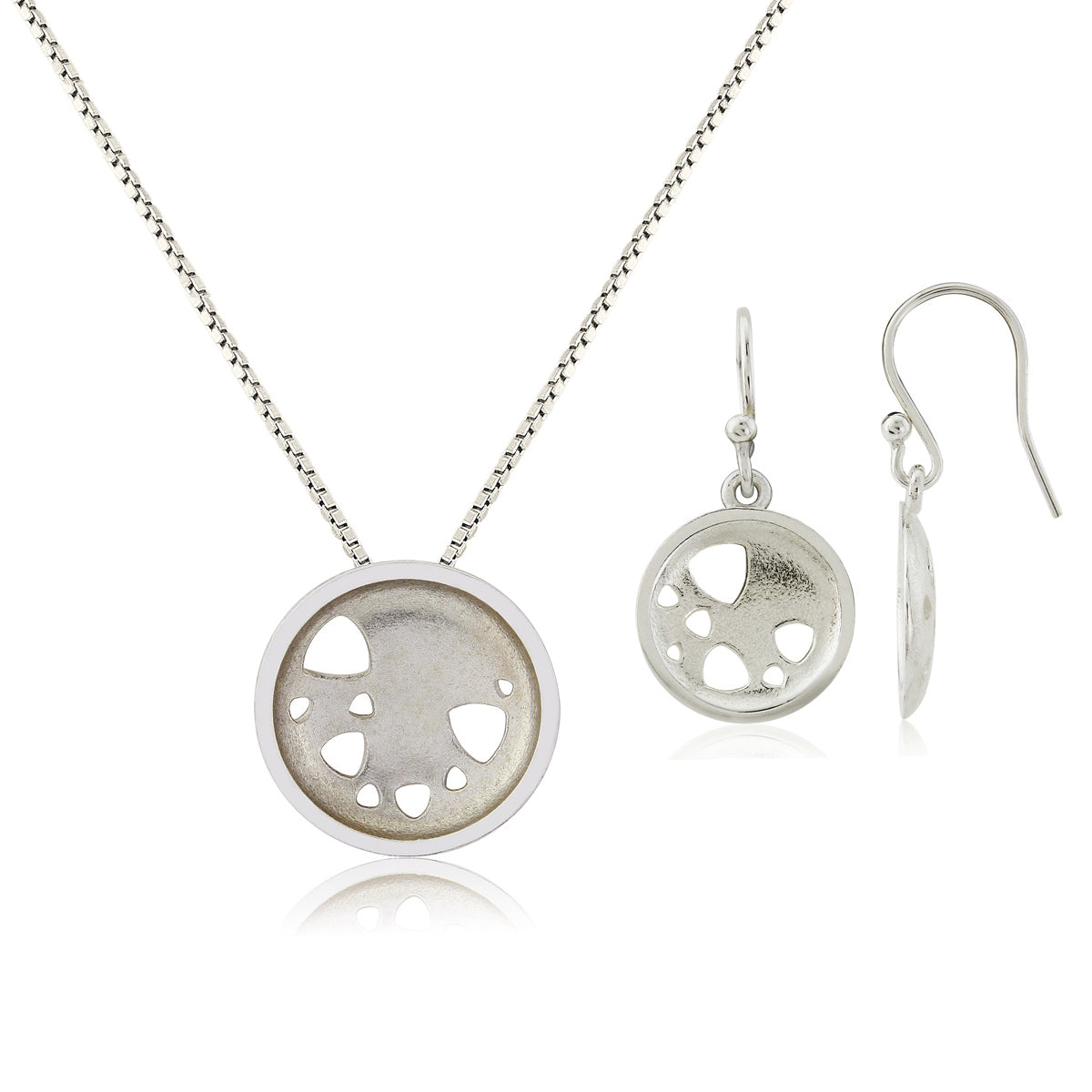 Kate Phipps Jewellery Scattered trillions set silver medium necklace with drop earrings product photo