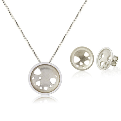 Kate Phipps Jewellery Scattered trillions set silver medium necklace with stud earrings product photo
