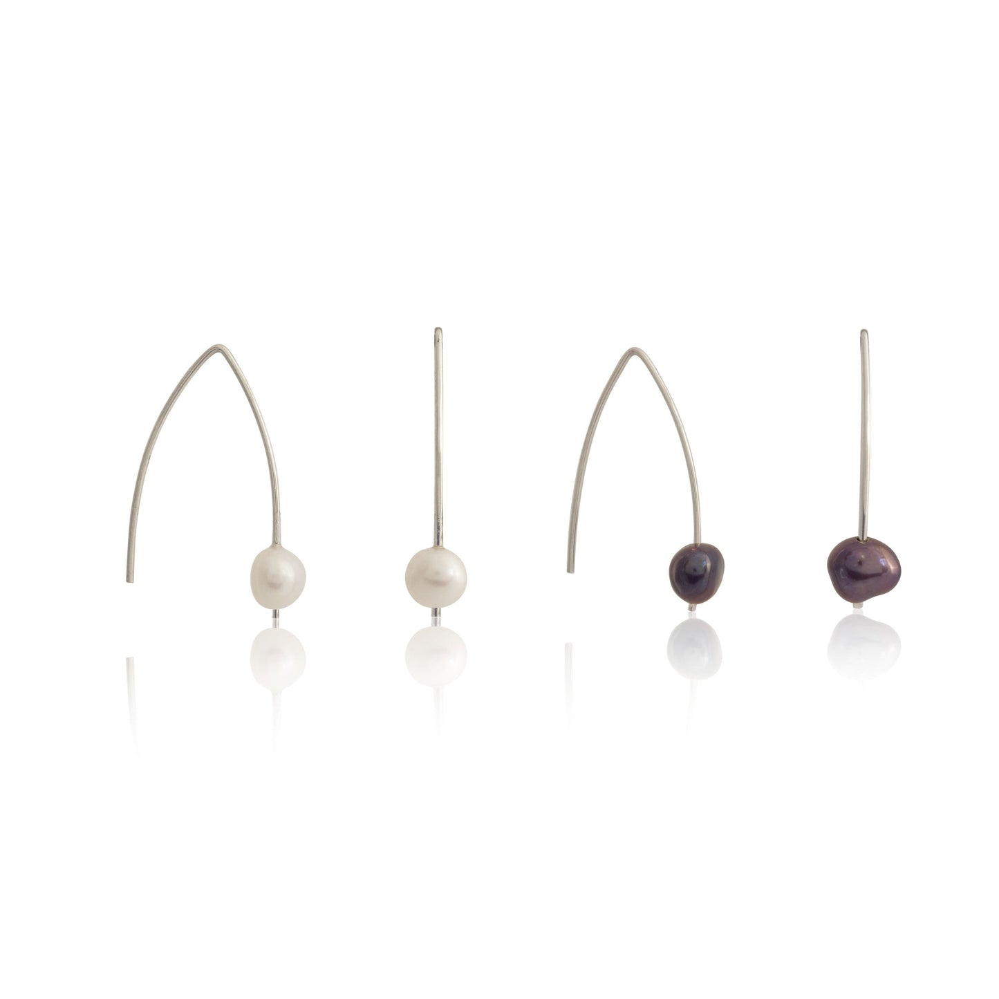Kate Phipps Jewellery Simple elegance drop earrings 2 pairs silver ear wire with long backs white and peacock pearls
