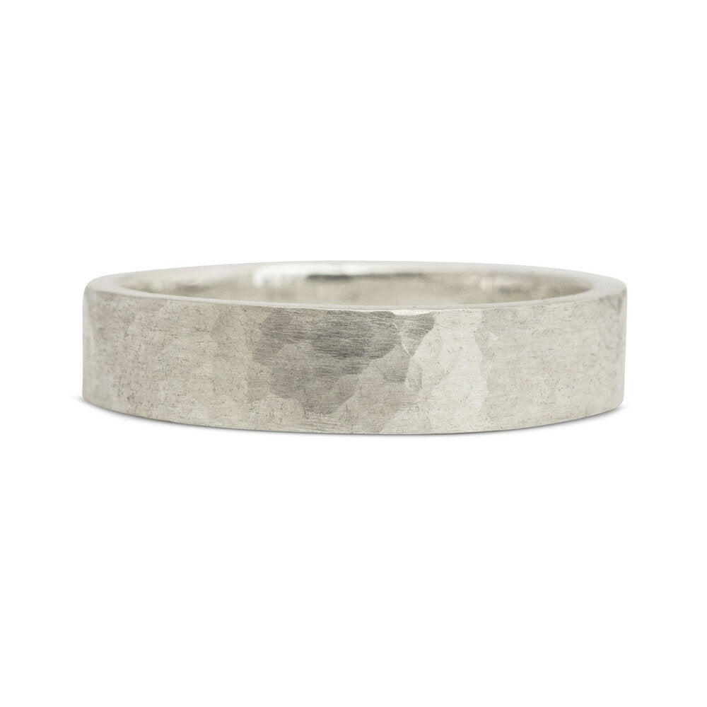 Kate Phipps Jewellery Simple elegance ring hammered satin finish 5mm flat comfort fit silver