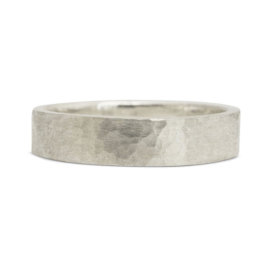 Kate Phipps Jewellery Simple elegance ring hammered satin finish 5mm flat comfort fit silver