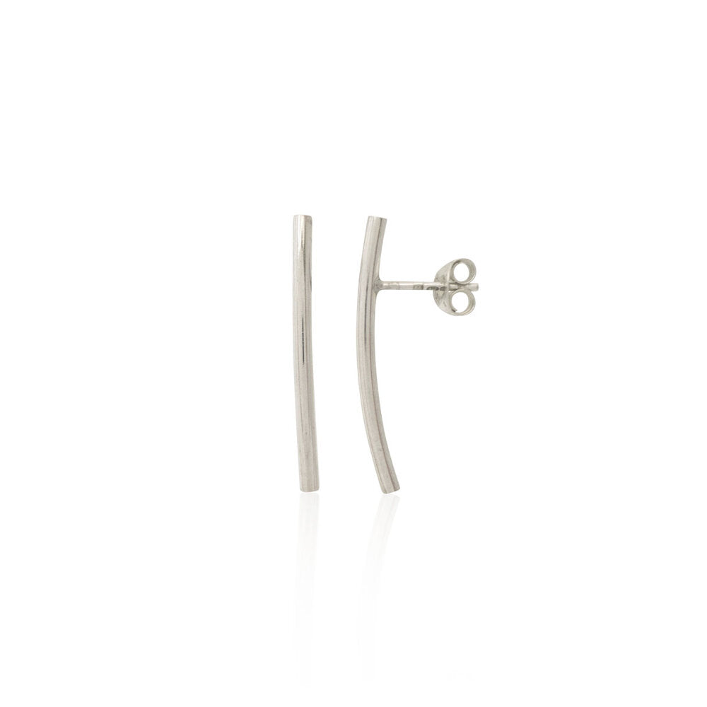Kate Phipps Jewellery Simple elegance stud earrings long 28 mm curved polished silver