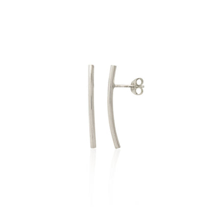 Kate Phipps Jewellery Simple elegance stud earrings long 28 mm curved polished silver