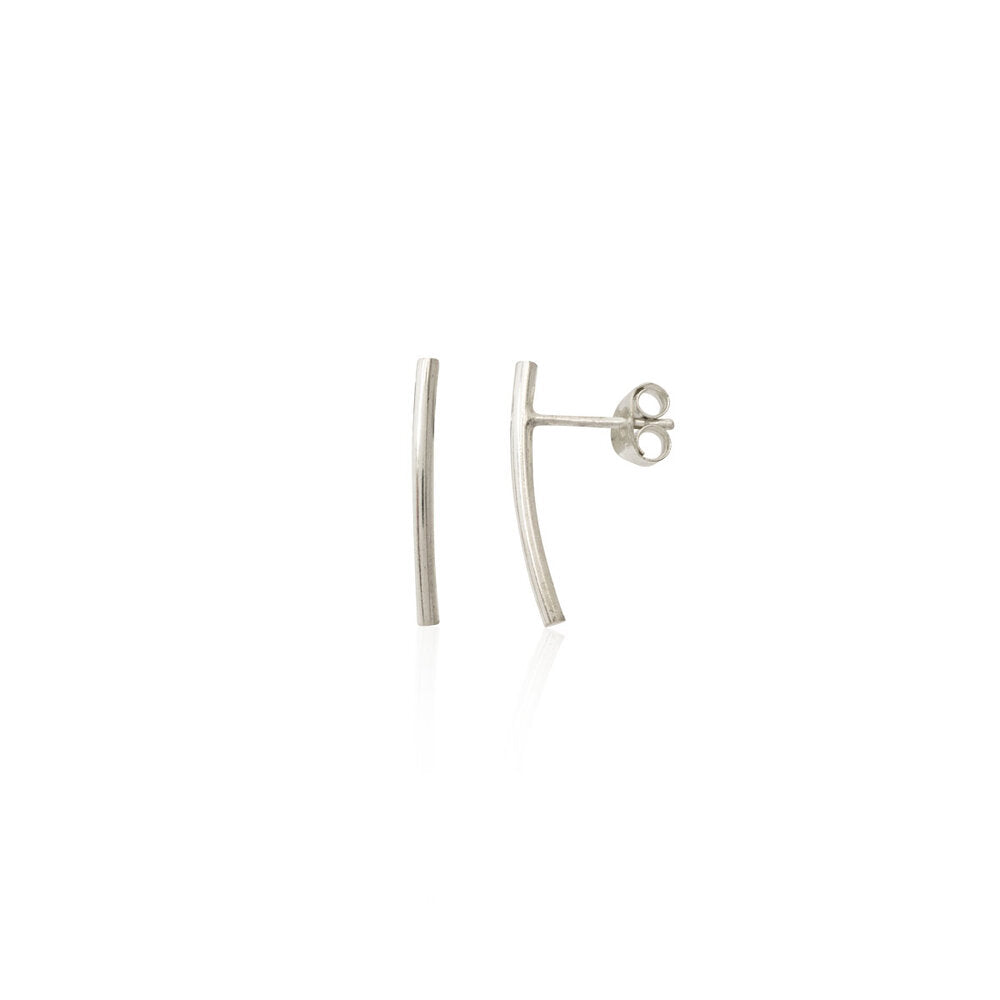 Kate Phipps Jewellery Simple elegance stud earrings medium 18 mm curved polished silver