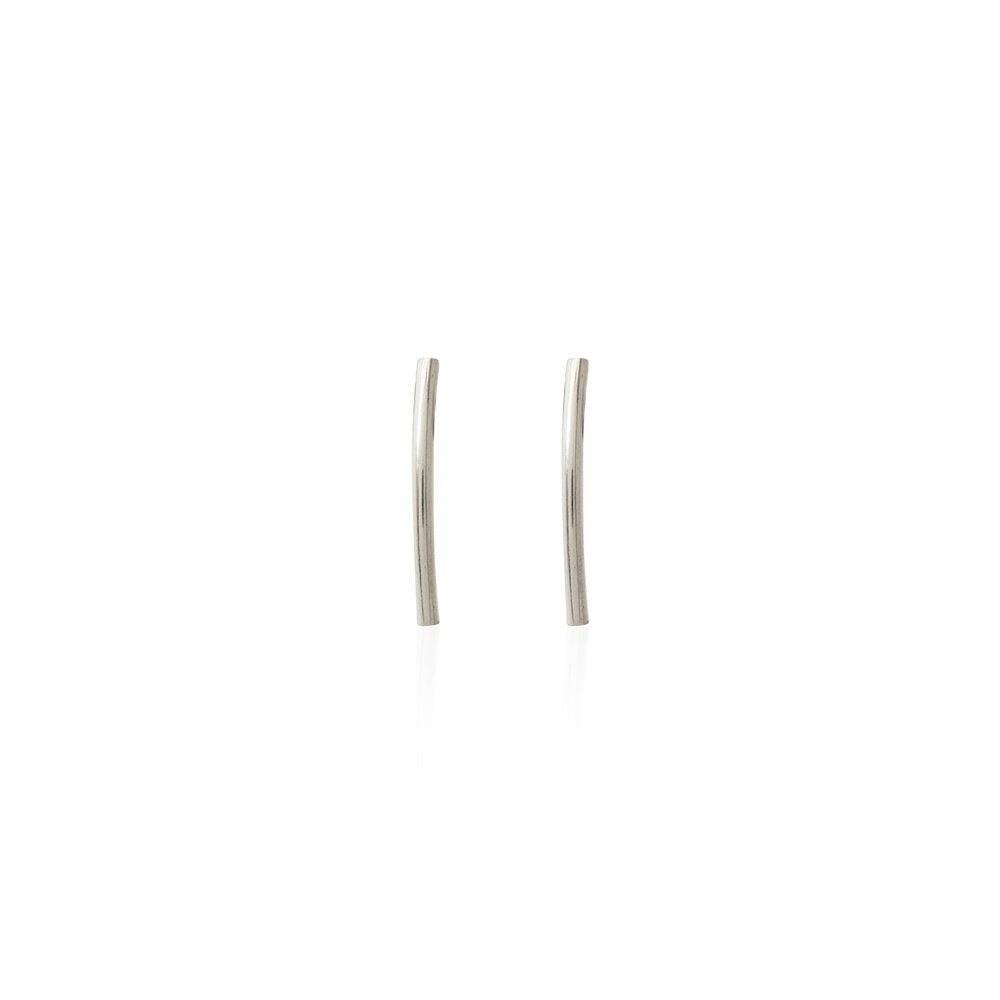 Kate Phipps Jewellery Simple elegance stud earrings medium 18 mm curved polished silver front on
