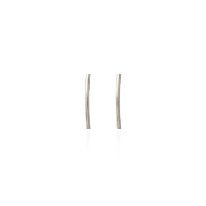 Kate Phipps Jewellery Simple elegance stud earrings medium 18 mm curved polished silver front on