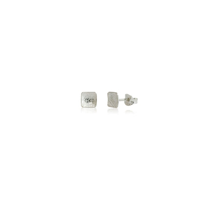 Kate Phipps Jewellery Square stud earrings leaf skeleton texture silver concave