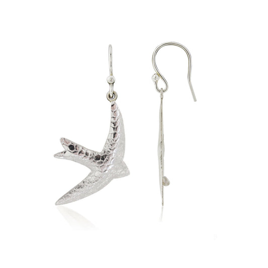 Kate Phipps Jewellery silver swift drop earrings lace texture product photo