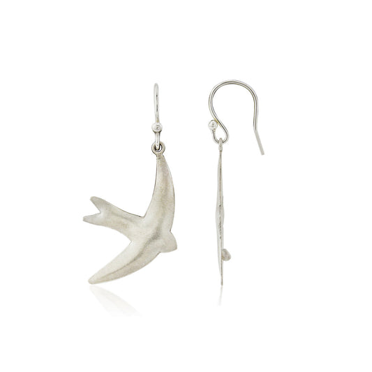 Kate Phipps Jewellery silver swift drop earrings satin finish product photo