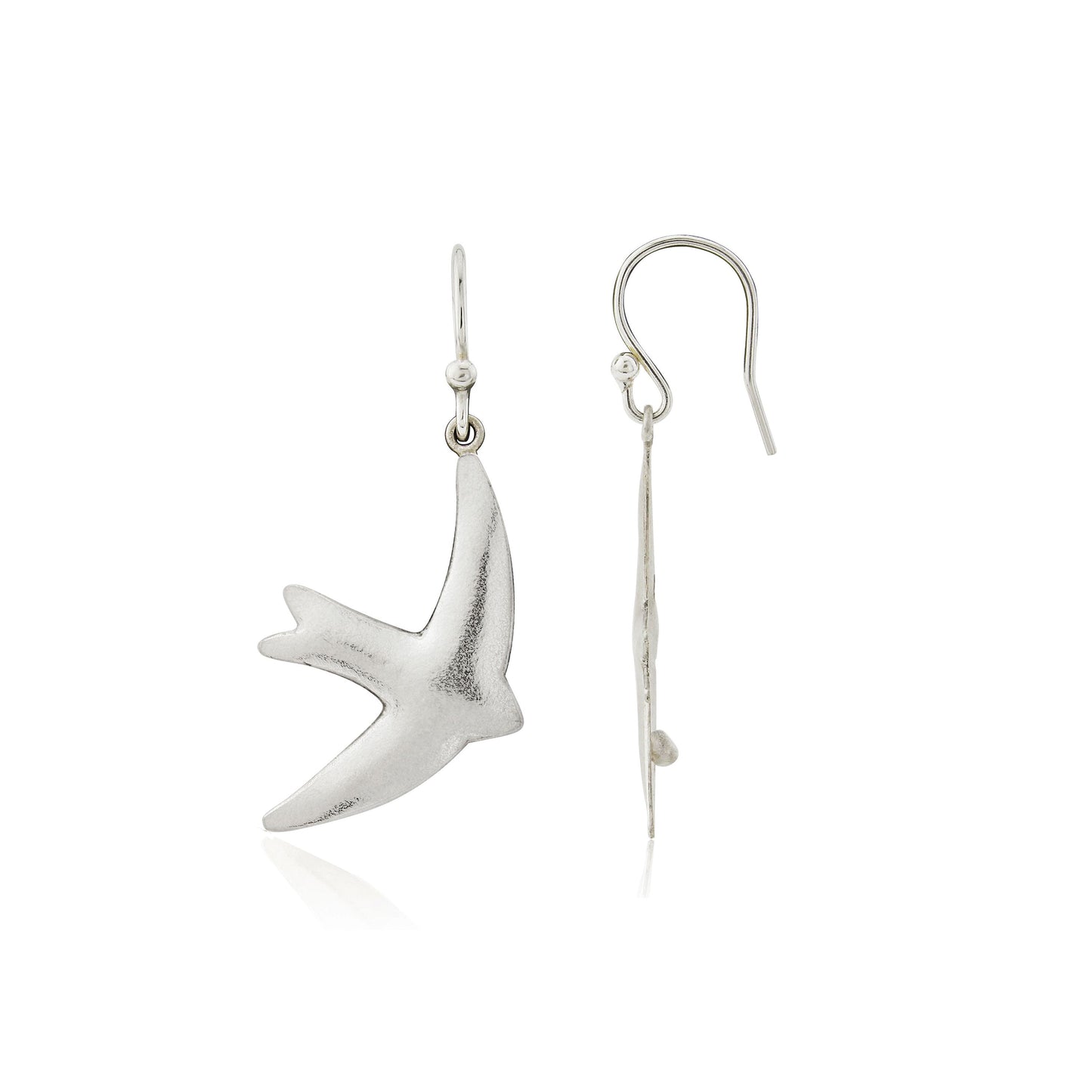 Kate Phipps Jewellery silver swift drop earrings subtle polish product photo