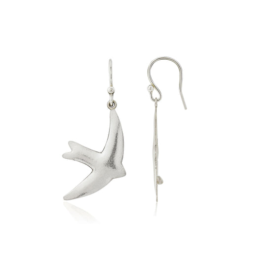 Kate Phipps Jewellery silver swift drop earrings subtle polish product photo