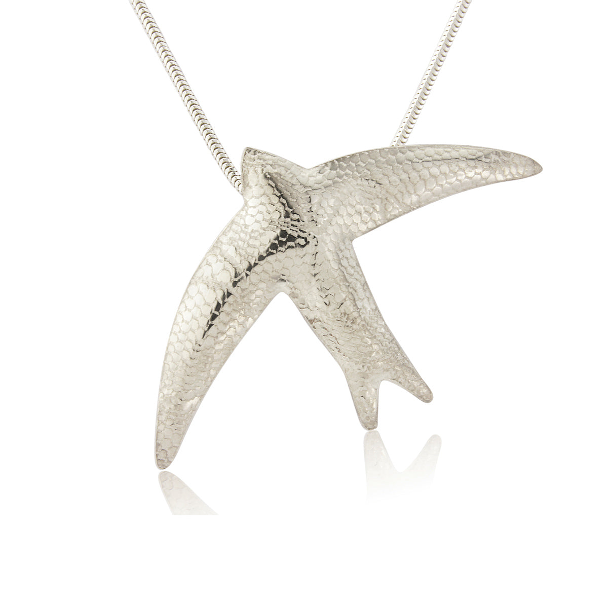 Kate Phipps Jewellery silver swift necklace lace texture product photo