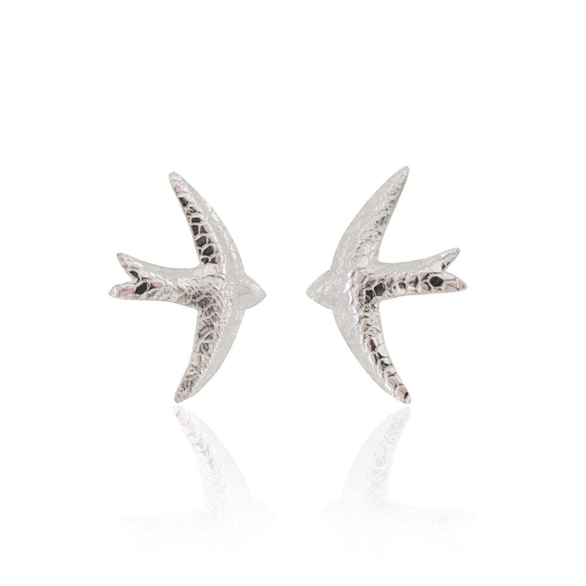 Kate Phipps Jewellery silver swift stud earrings lace texture product photo