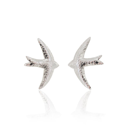 Kate Phipps Jewellery silver swift stud earrings lace texture product photo