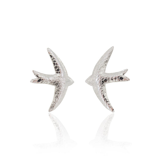 Kate Phipps Jewellery silver swift stud earrings lace texture product photo