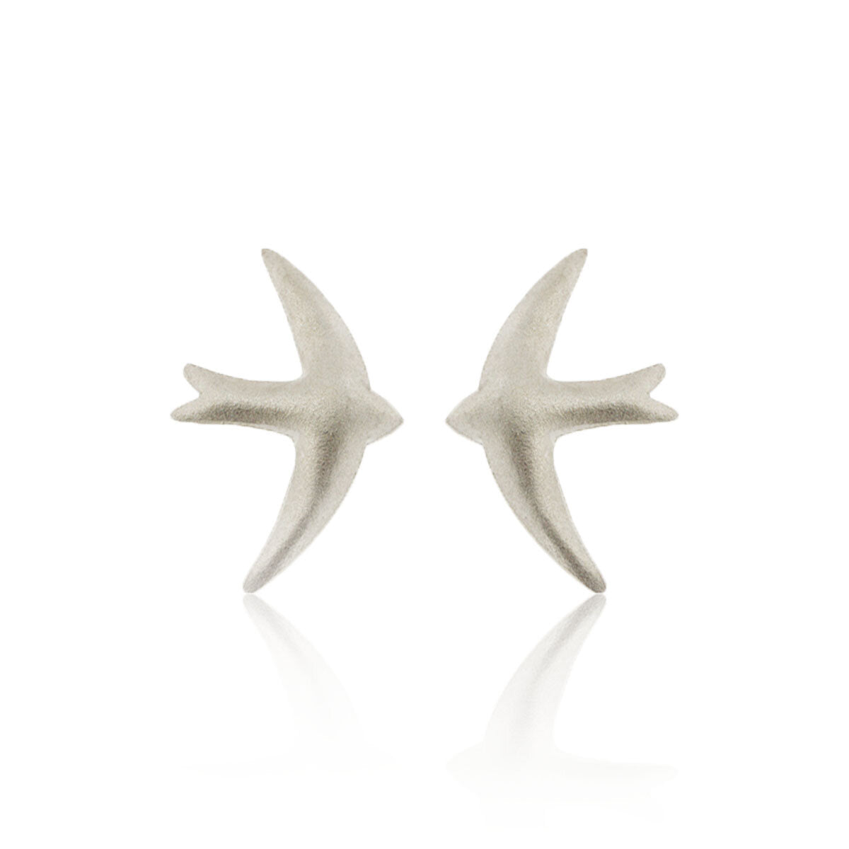 Swift bird stud earrings - satin finish