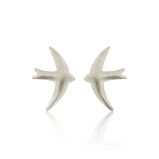 Swift bird stud earrings - satin finish