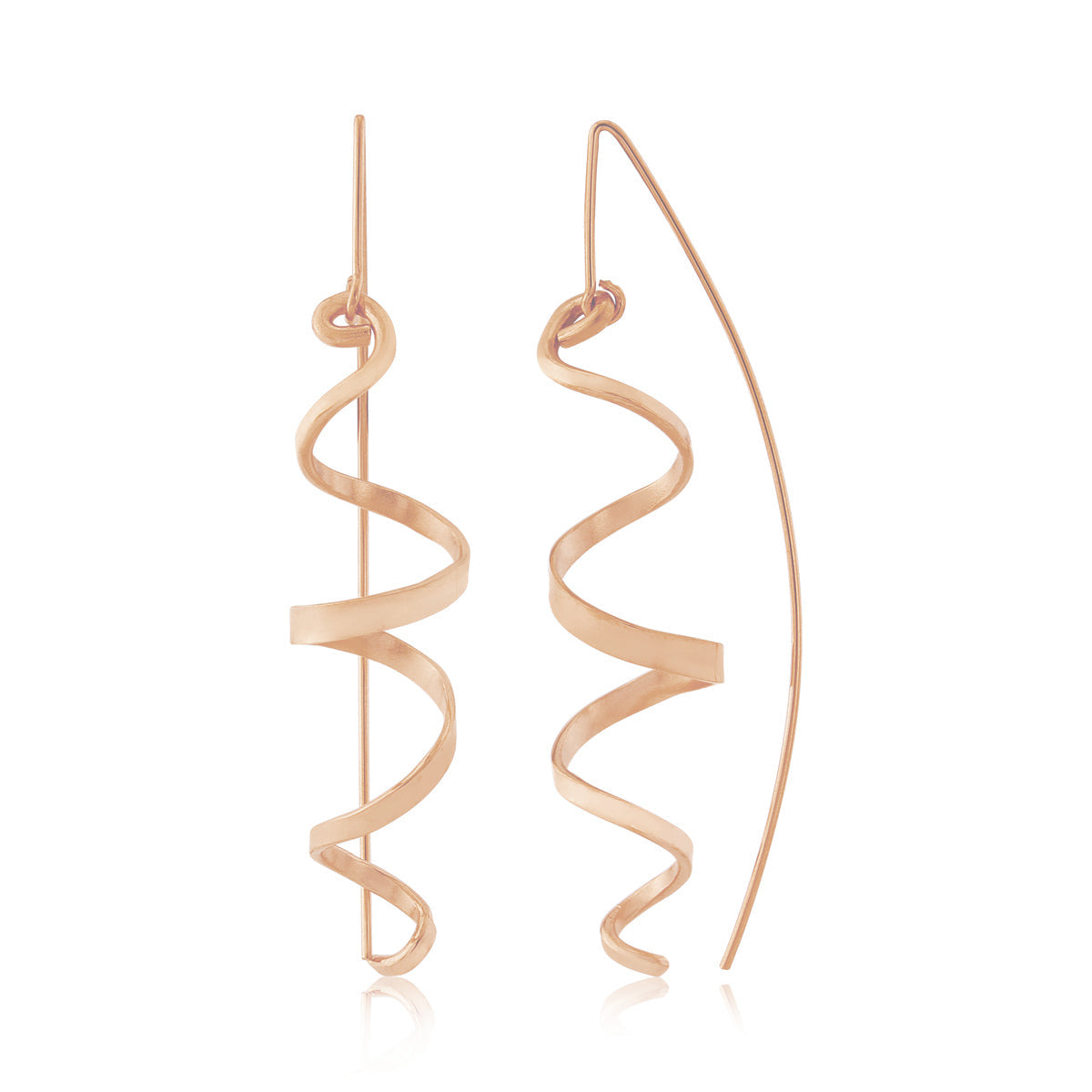 Kate Phipps Jewellery rose gold plated silver swirl drop earrings product photo