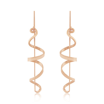 Kate Phipps Jewellery rose gold plated silver swirl drop earrings product photo front on