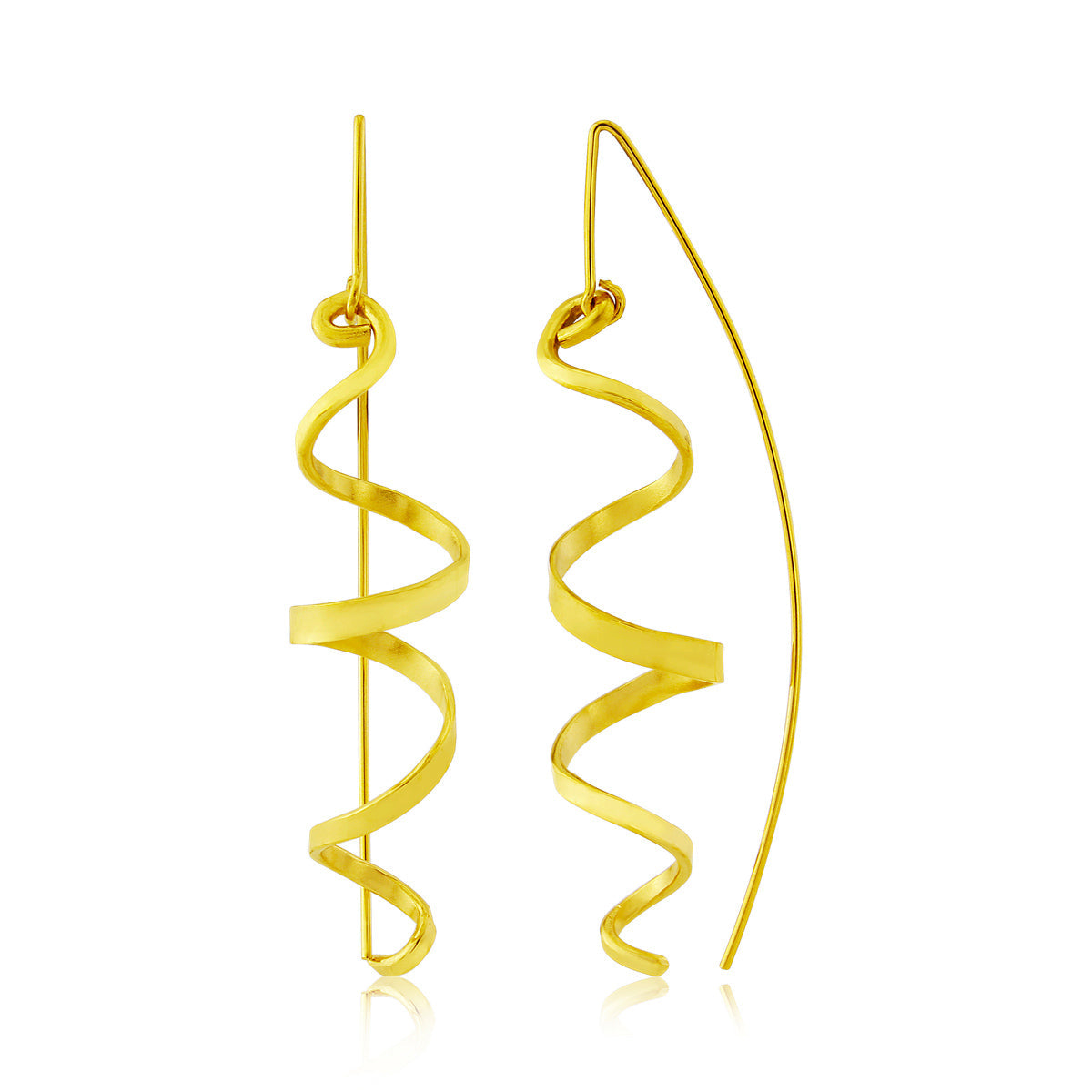 Kate Phipps Jewellery yellow gold plated silver swirl drop earrings product photo