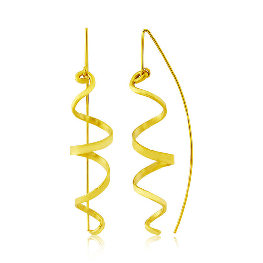 Kate Phipps Jewellery yellow gold plated silver swirl drop earrings product photo