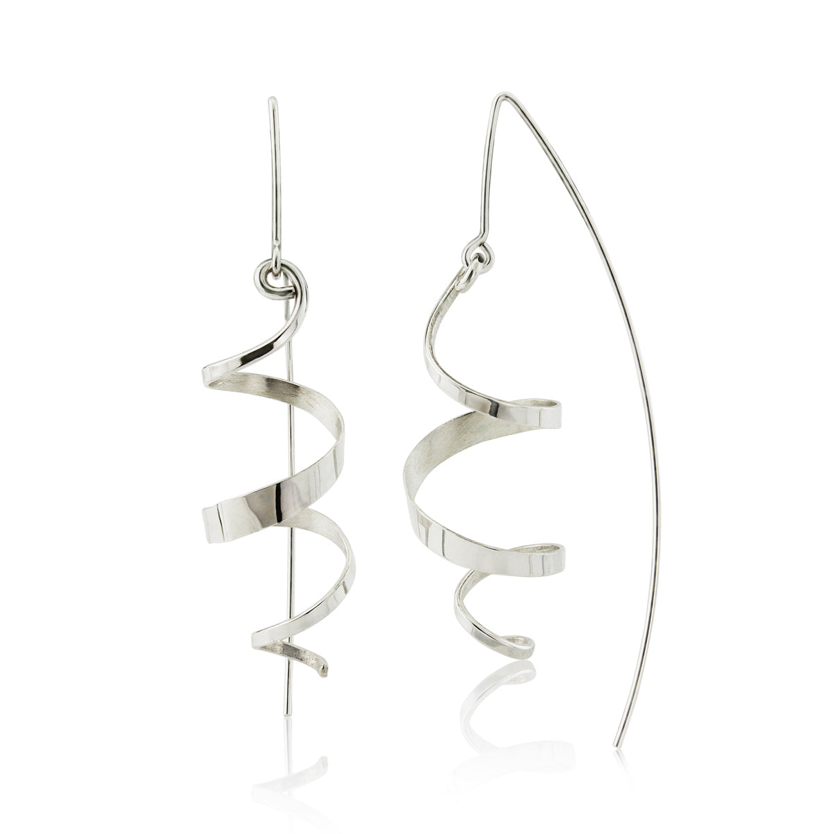 Kate Phipps Jewellery silver swirl drop earrings product photo