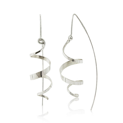 Kate Phipps Jewellery silver swirl drop earrings product photo
