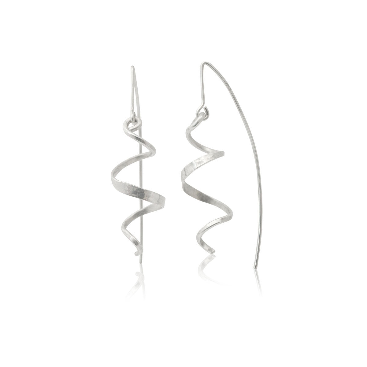Kate Phipps Jewellery small silver swirl drop earrings product photo