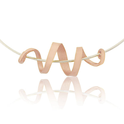 Kate Phipps Jewellery 18 carat rose gold plated silver swirl necklace close up product photo