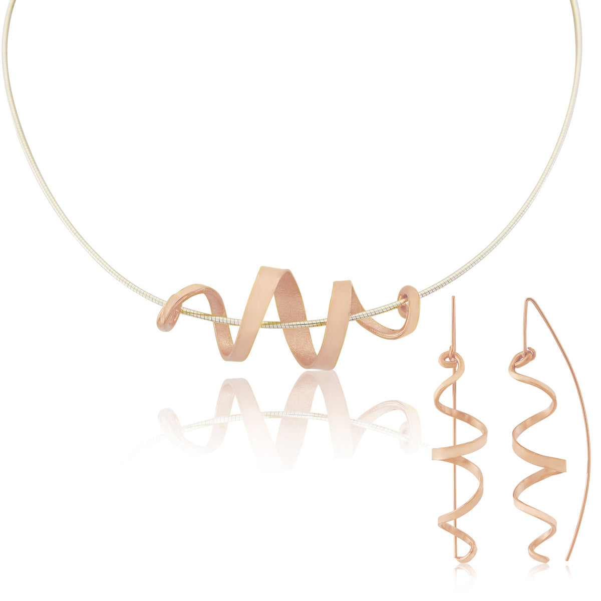 Kate Phipps Jewellery 18 carat rose gold plated silver swirl necklace and necklace set product photo