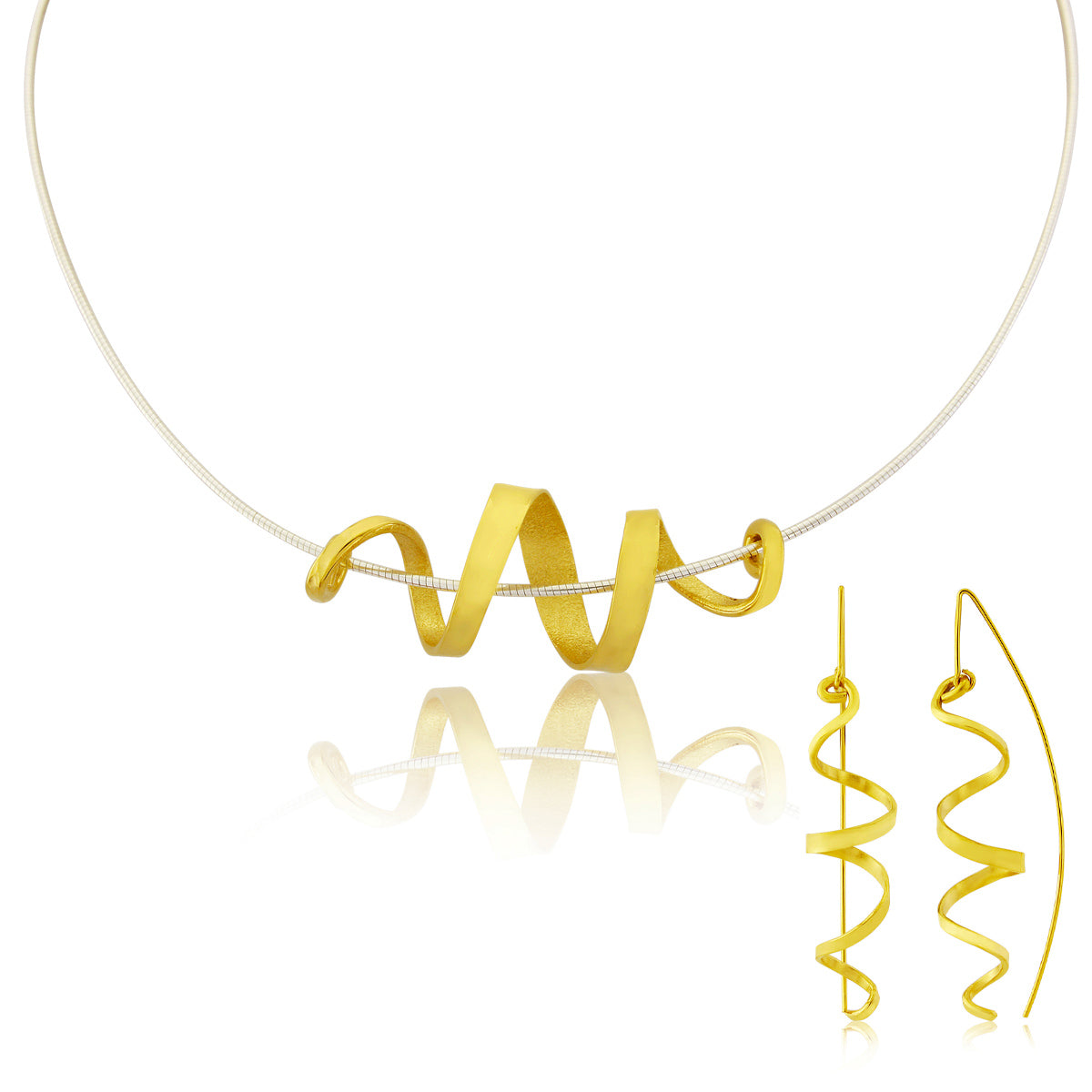 Kate Phipps Jewellery 22 carat yellow gold plated silver swirl necklace and necklace set product photo