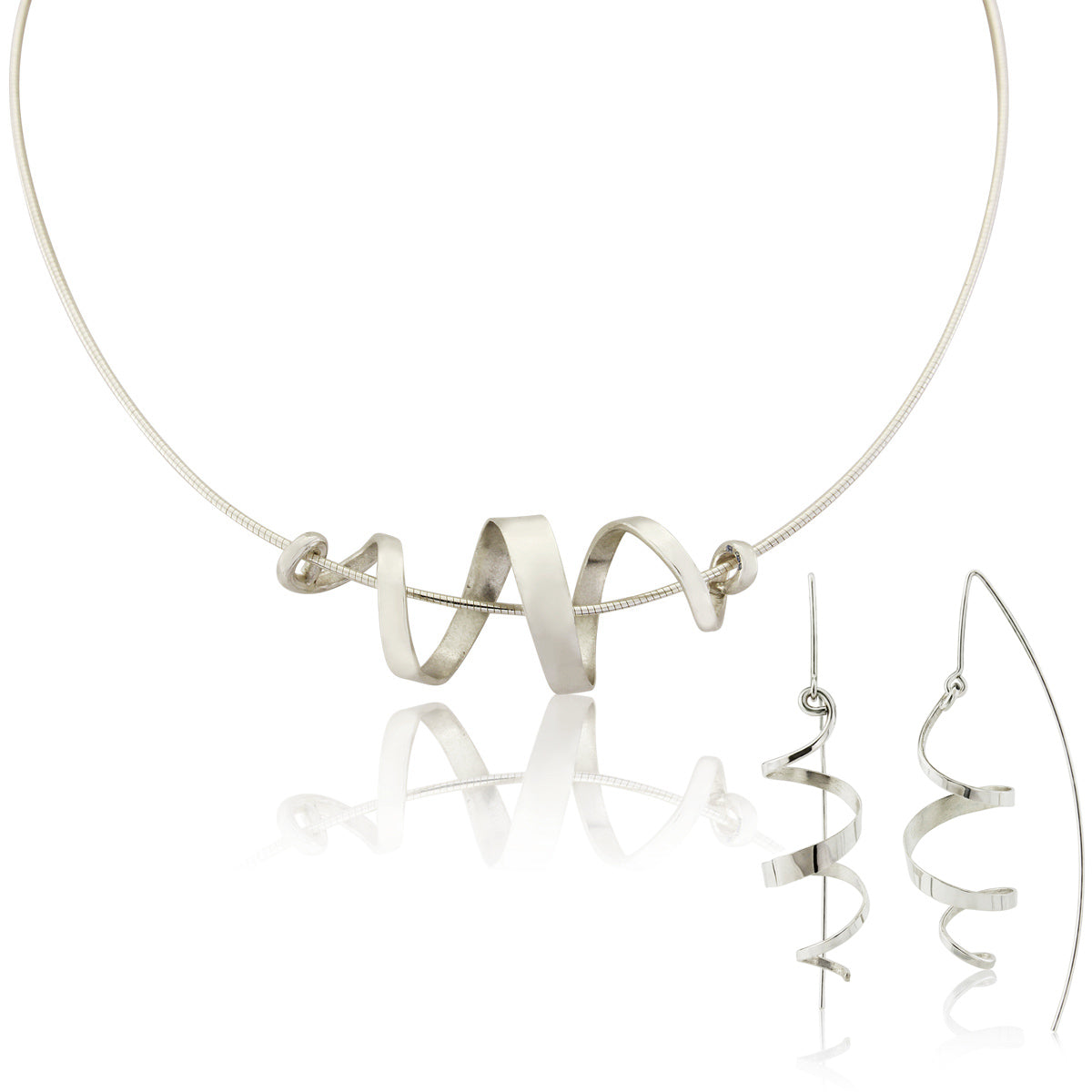 Kate Phipps Jewellery silver swirl necklace and necklace set product photo