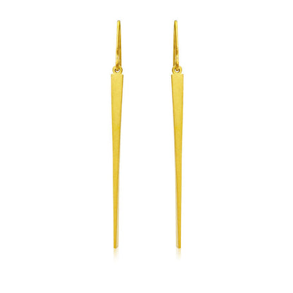 Kate Phipps Jewellery Tapered drop earrings 22 carat yellow gold plated silver front on
