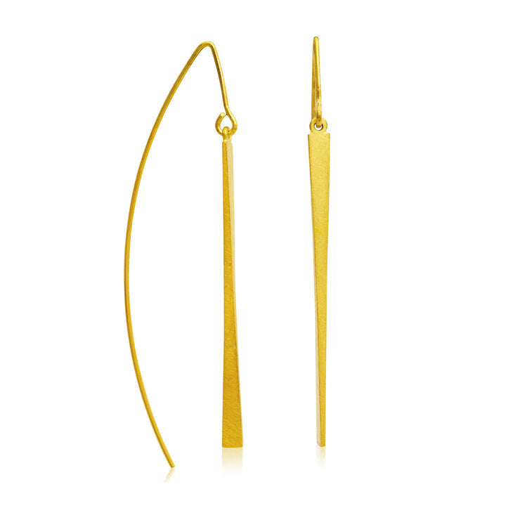 Kate Phipps Jewellery yellow gold plated silver tapered drop earrings product photo