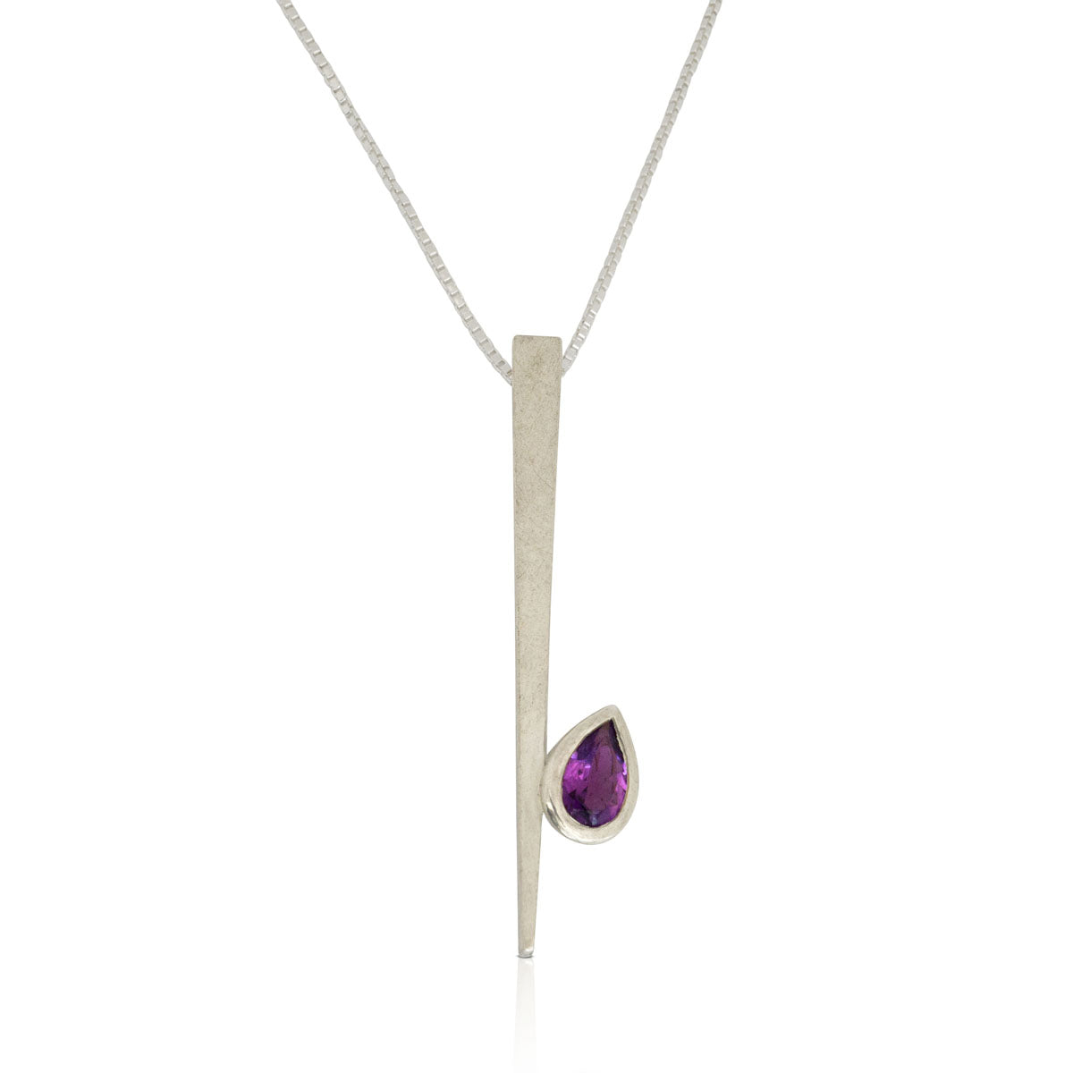 Kate Phipps Jewellery silver and pear shaped amethyst necklace product photo