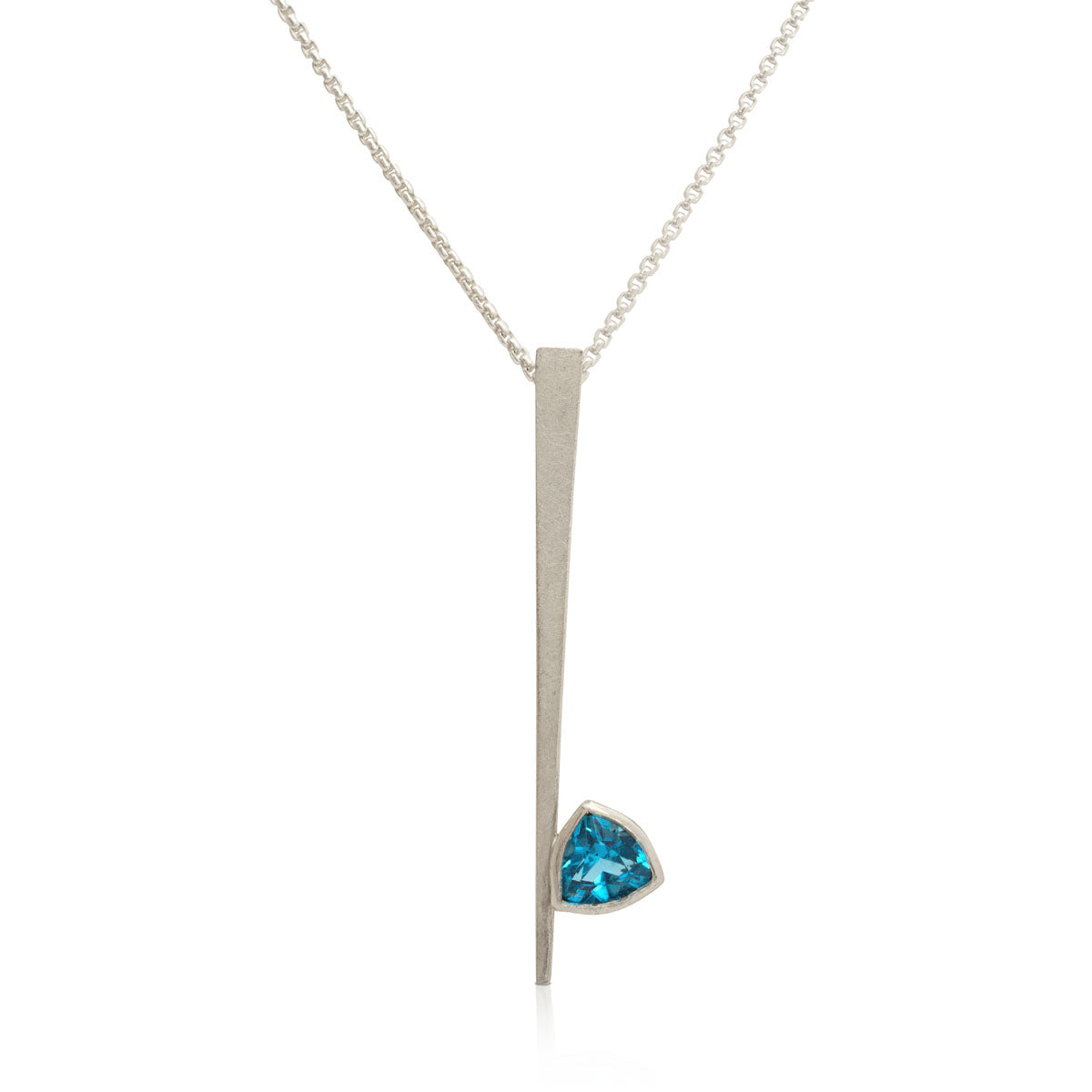Kate Phipps Jewellery silver and trillion cut Swiss blue topaz necklace product photo