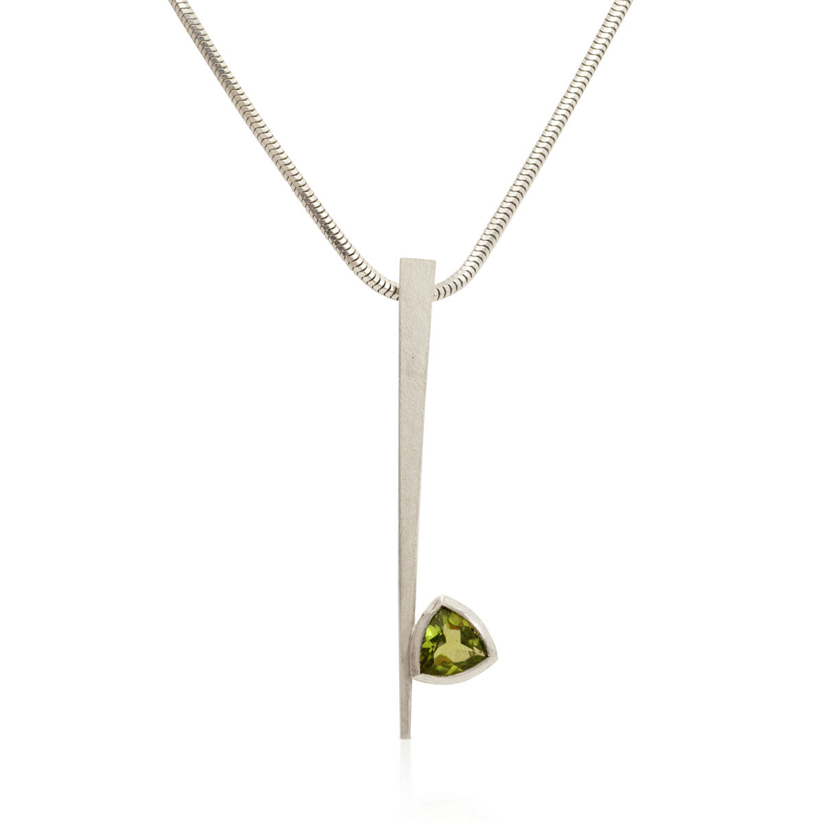 Kate Phipps Jewellery silver and trillion cut peridot necklace product photo