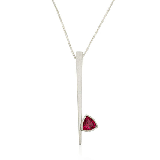 Kate Phipps Jewellery silver and trillion cut synthetic ruby necklace product photo