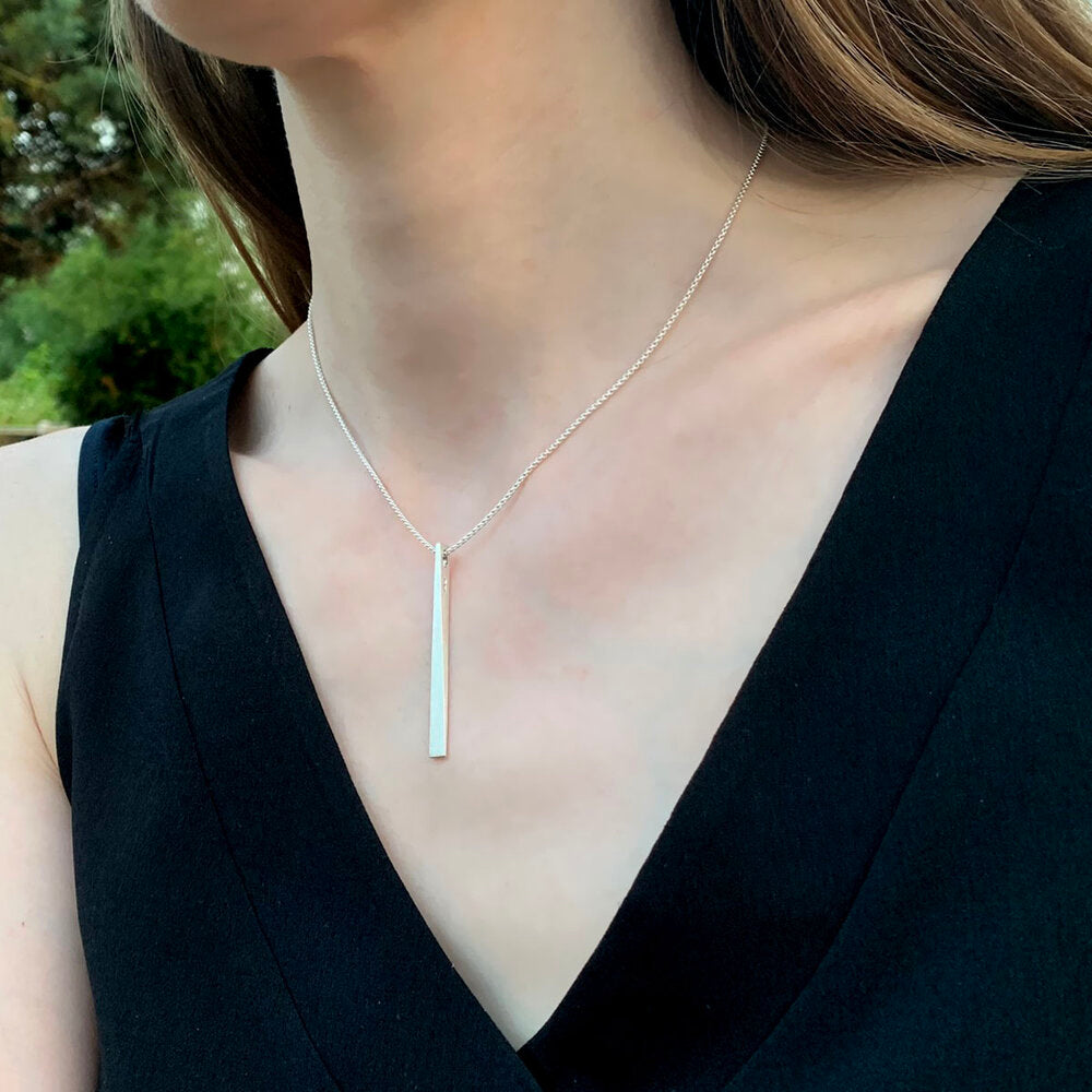 Kate Phipps Jewellery silver tapered necklace and earrings set product photo