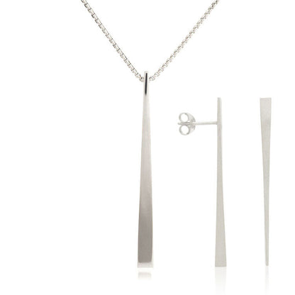 Kate Phipps Jewellery silver tapered reversible pendant polished side model photo