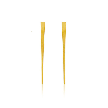 Kate Phipps Jewellery yellow gold plated silver tapered stud earrings front on product photo