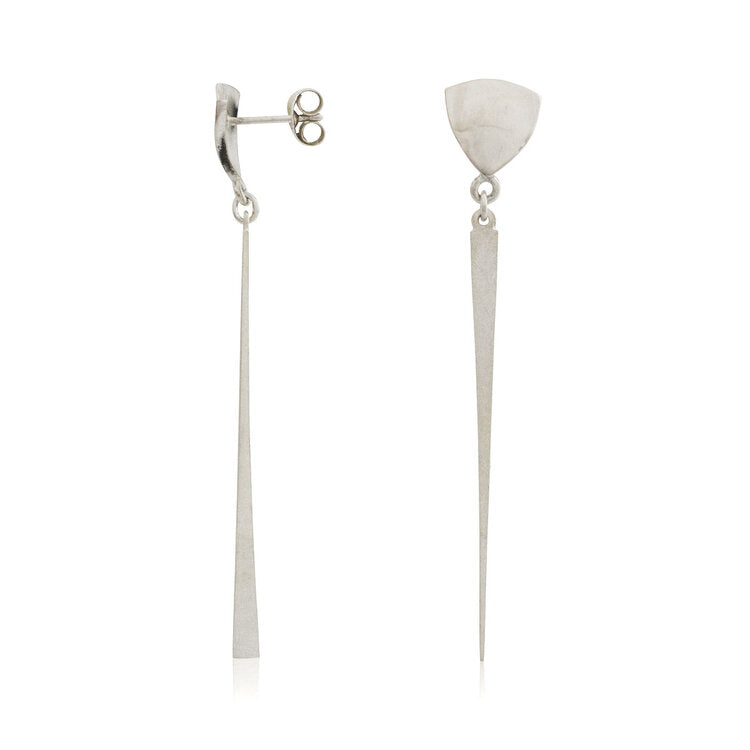 Kate Phipps Jewellery silver trillion and tapered stud earrings product photo