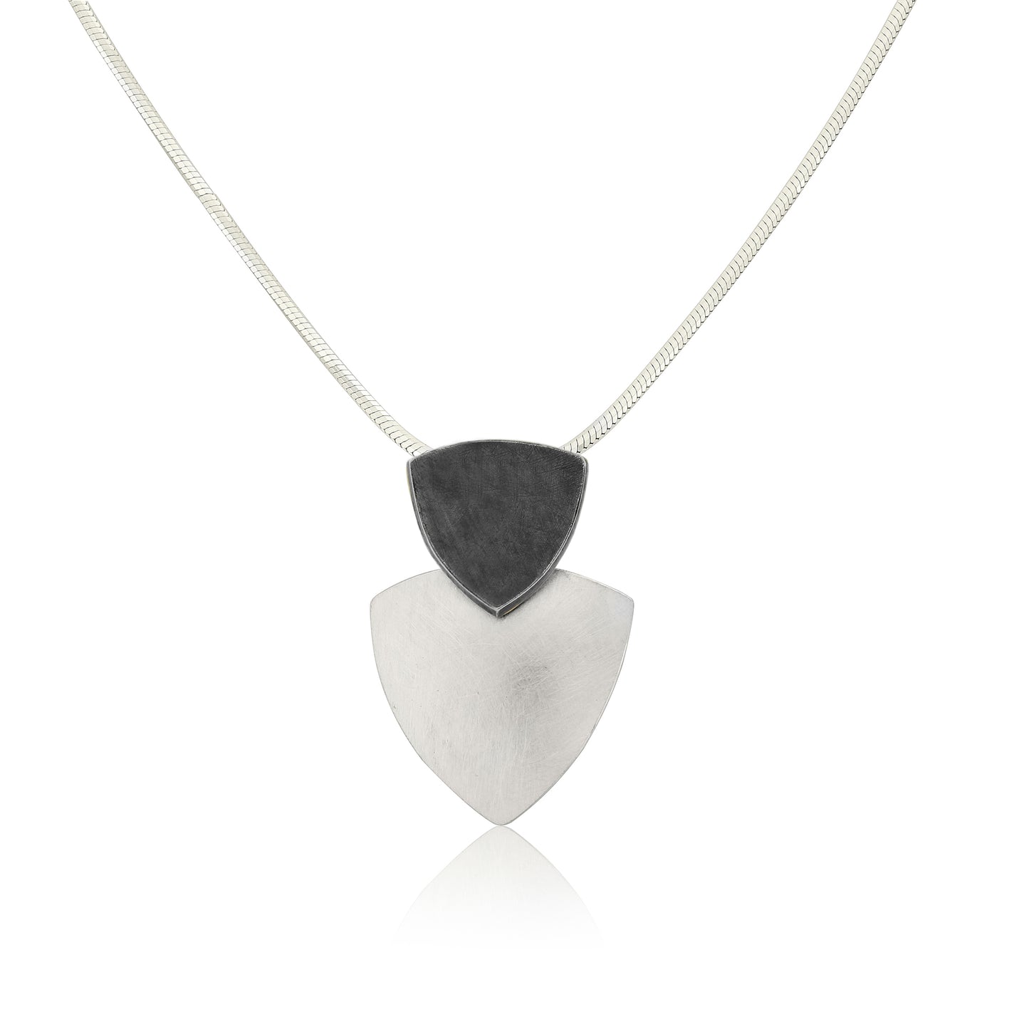Trillion duo necklace - oxidised and silver